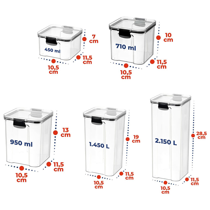 KIT 5 Potes Para Mantimentos
