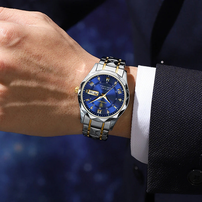 POEDAGAR Men Luxury Watches Stainless Steel Quartz Wrsitwatches Male Auto Date Clock with Luminous New Design Business Hands+box - Loja Home Utilidades