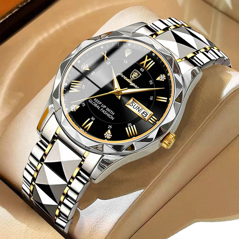 POEDAGAR Men Luxury Watches Stainless Steel Quartz Wrsitwatches Male Auto Date Clock with Luminous New Design Business Hands+box - Loja Home Utilidades