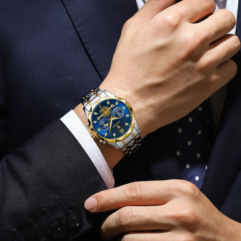 POEDAGAR Luxury Man Wristwatch Waterproof Luminous Chronograph Watch for Men Stainless Steel Men's Quartz Watches reloj hombre - Loja Home Utilidades