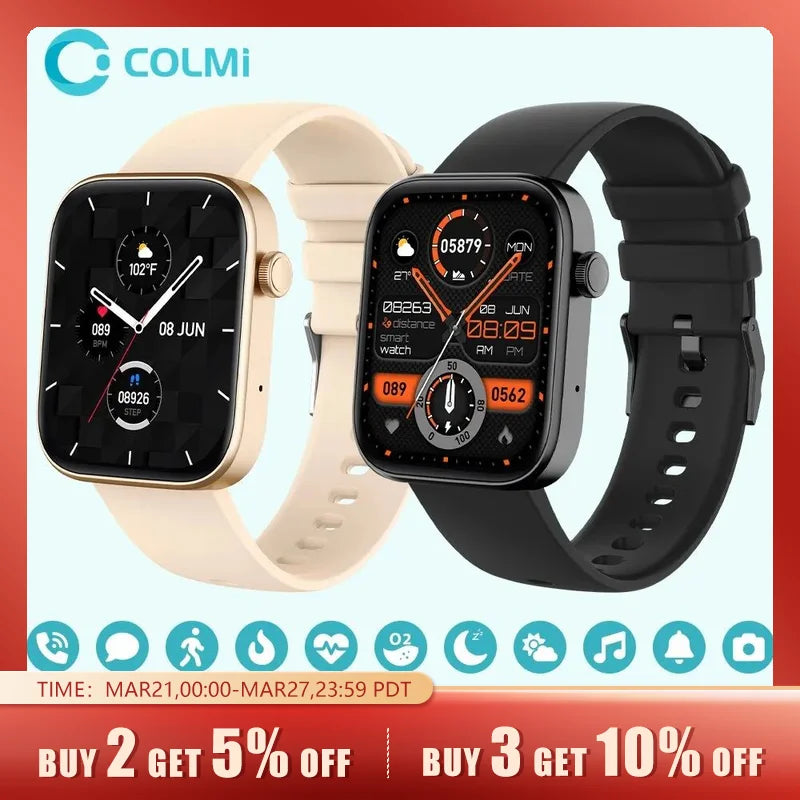 COLMI P71 Voice Calling Smartwatch Men Health Monitoring IP68 Waterproof Smart Notifications Voice Assistant Smart Watch Women - Loja Home Utilidades