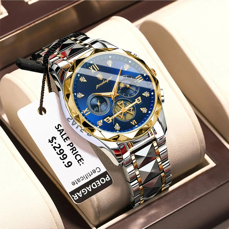 POEDAGAR Luxury Man Wristwatch Waterproof Luminous Chronograph Watch for Men Stainless Steel Men's Quartz Watches reloj hombre - Loja Home Utilidades