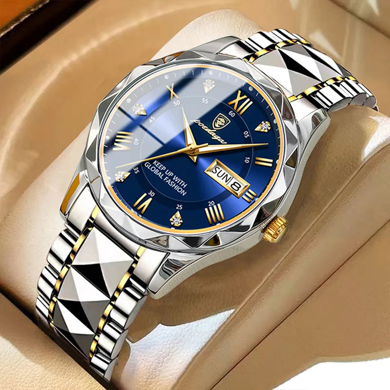 POEDAGAR Men Luxury Watches Stainless Steel Quartz Wrsitwatches Male Auto Date Clock with Luminous New Design Business Hands+box - Loja Home Utilidades